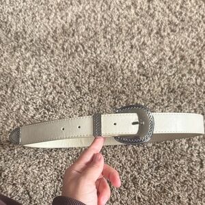 Cream Belt with Silver Western Buckle